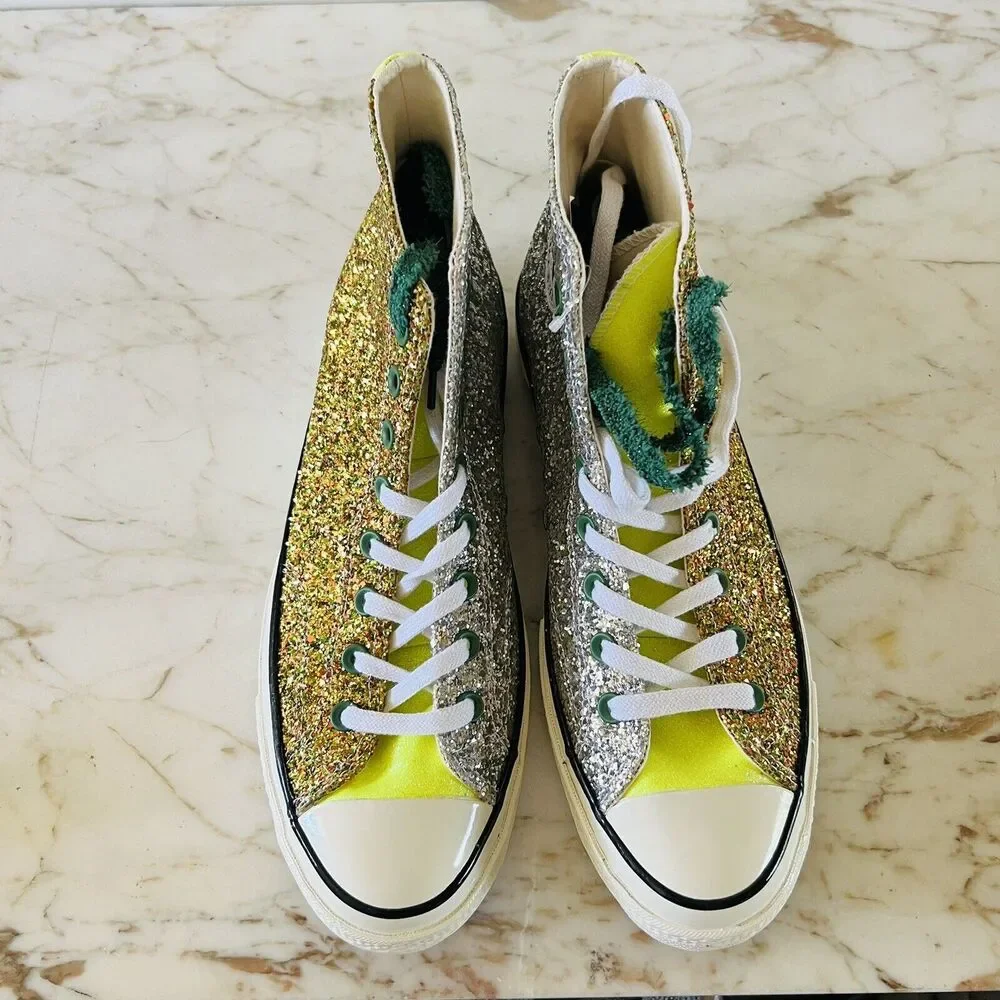 CONVERSE x JW ANDERSON Gold Silver Glitter Chuck 70 High Top - US 10.5 M/12.5 W - Picture 2 of 12